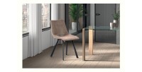 Chaises de salle à manger en cuir PU beige MIMI