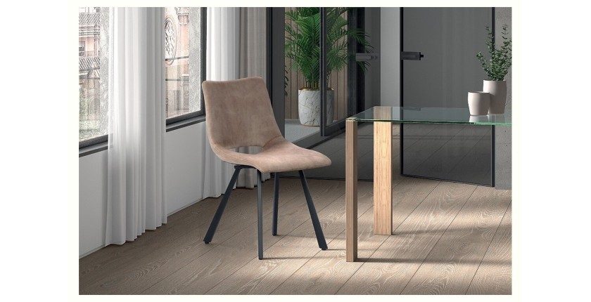 Chaises de salle à manger en cuir PU beige MIMI