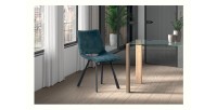 Chaises de salle à manger en cuir PU bleu MIMI
