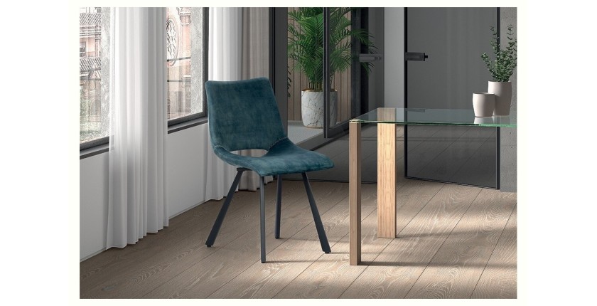Chaises de salle à manger en cuir PU bleu MIMI