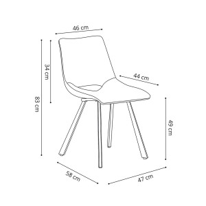 Chaises de salle à manger en cuir PU gris MIMI