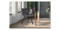 Chaises de salle à manger en cuir PU gris MIMI