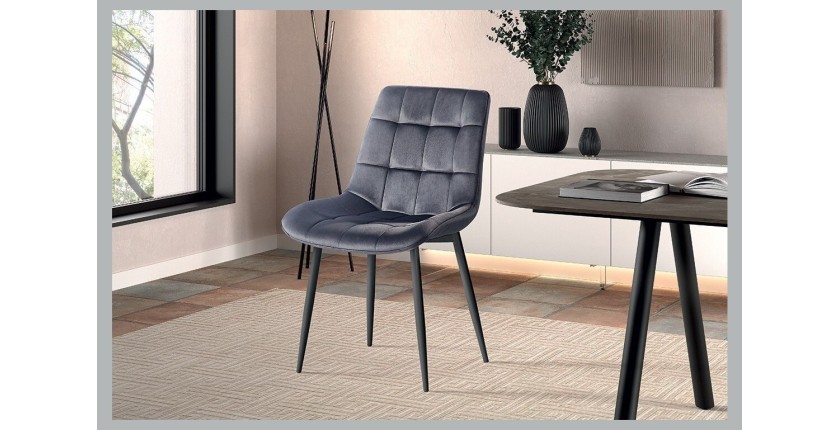 Chaise en velours de salle à manger avec pieds en métal taupe KALI