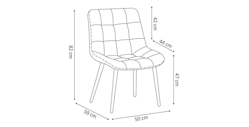 Chaise en velours de salle à manger avec pieds en métal taupe KALI