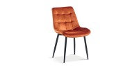 Chaise en velours de salle à manger avec pieds en métal orange KALI
