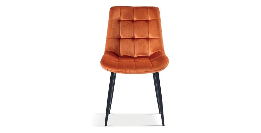 Chaise en velours de salle à manger avec pieds en métal orange KALI