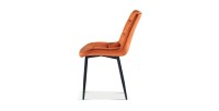 Chaise en velours de salle à manger avec pieds en métal orange KALI