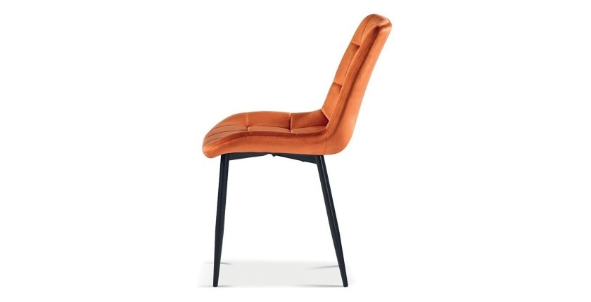 Chaise en velours de salle à manger avec pieds en métal orange KALI