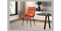 Chaise en velours de salle à manger avec pieds en métal orange KALI