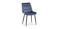 Chaise en velours de salle à manger avec pieds en métal gris foncé KALI