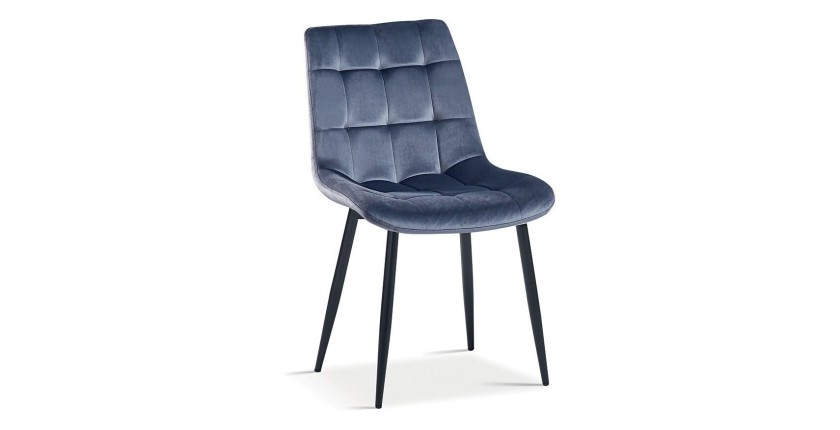 Chaise en velours de salle à manger avec pieds en métal gris foncé KALI