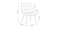 Chaise en velours de salle à manger avec pieds en métal gris foncé KALI