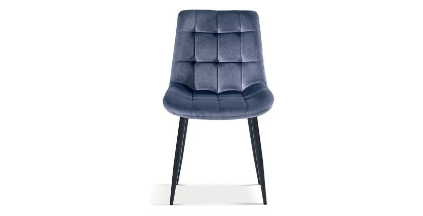 Chaise en velours de salle à manger avec pieds en métal gris foncé KALI