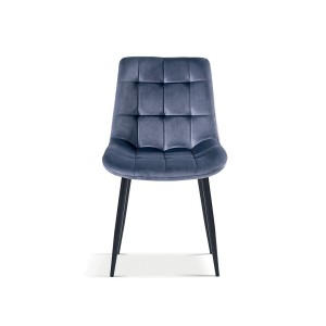 Chaise en velours de salle à manger avec pieds en métal gris foncé KALI