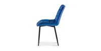Chaise en velours de salle à manger avec pieds en métal bleu KALI