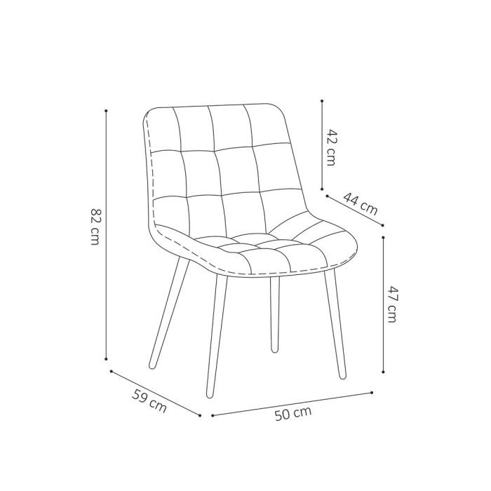 Chaise en velours de salle à manger avec pieds en métal bleu KALI
