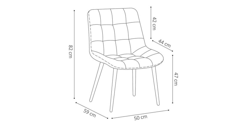 Chaise en velours de salle à manger avec pieds en métal bleu KALI