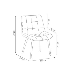 Chaise en velours de salle à manger avec pieds en métal bleu KALI