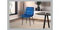 Chaise en velours de salle à manger avec pieds en métal bleu KALI