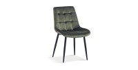 Chaise en velours de salle à manger avec pieds en métal vert KALI