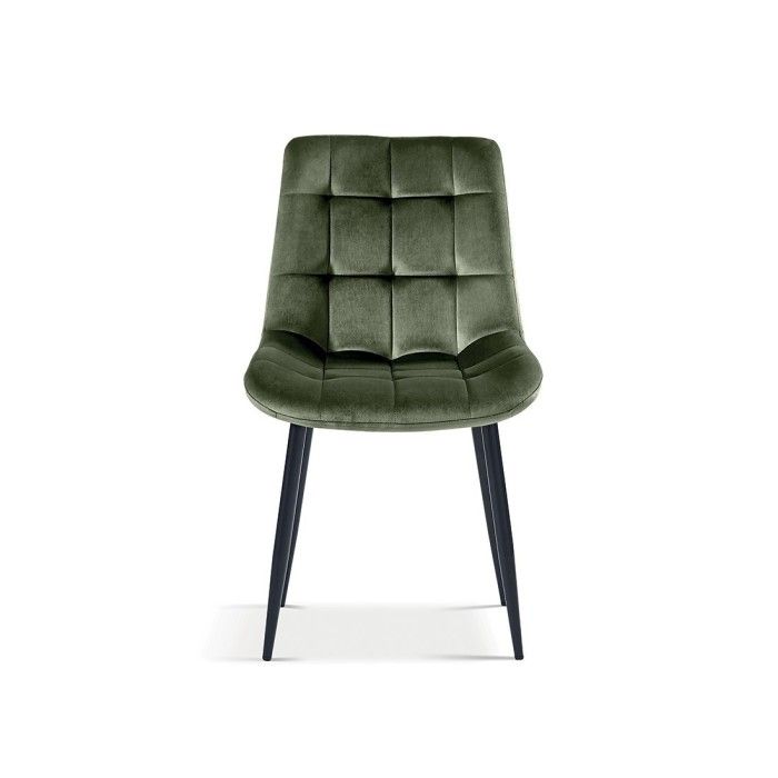 Chaise en velours de salle à manger avec pieds en métal vert KALI