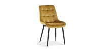 Chaise en velours de salle à manger avec pieds en métal or KALI