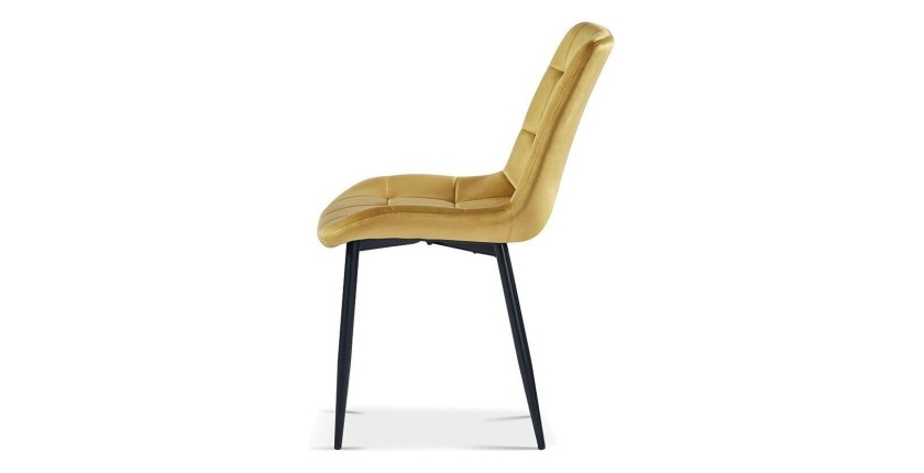 Chaise en velours de salle à manger avec pieds en métal or KALI