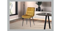 Chaise en velours de salle à manger avec pieds en métal or KALI