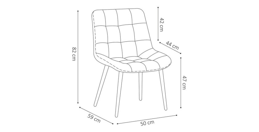 Chaise en velours de salle à manger avec pieds en métal rose KALI