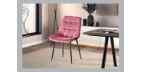 Chaise en velours de salle à manger avec pieds en métal rose KALI