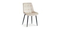 Chaise en velours de salle à manger avec pieds en métal beige KALI