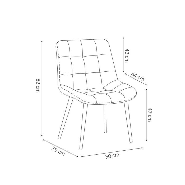 Chaise en velours de salle à manger avec pieds en métal beige KALI
