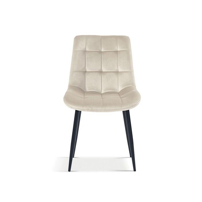Chaise en velours de salle à manger avec pieds en métal beige KALI