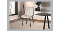 Chaise en velours de salle à manger avec pieds en métal beige KALI