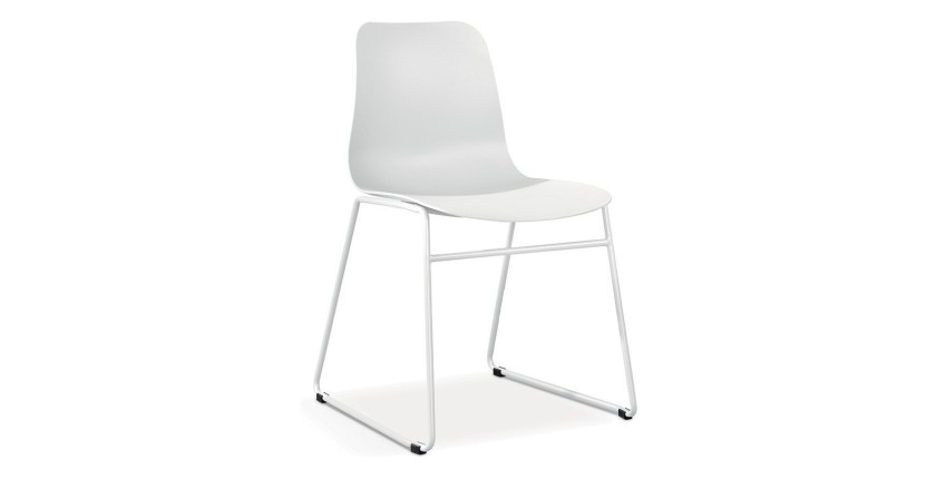 Chaise en polypropylène MARIE de salle à manger bar café, couleur : blanc