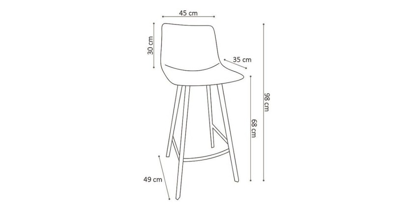 Chaise de comptoir 'Ozon' PU Brun, dimensions : H98 x L45 x P49 cm