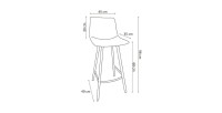 Chaise de comptoir 'Ozon' PU Noir, dimensions : H98 x L45 x P49 cm
