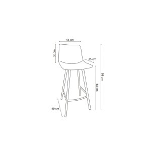 Chaise de comptoir 'Ozon' PU Noir, dimensions : H98 x L45 x P49 cm