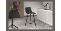 Chaise de comptoir 'Ozon' PU Noir, dimensions : H98 x L45 x P49 cm