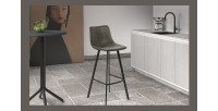 Chaise de comptoir 'Ozon' PU Gris, dimensions : H98 x L45 x P49 cm