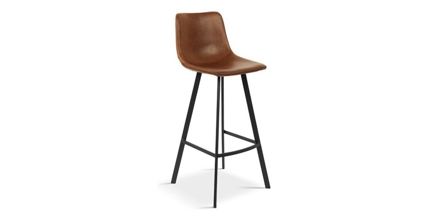 Chaise de comptoir 'Ozon' PU Cognac, dimensions : H98 x L45 x P49 cm
