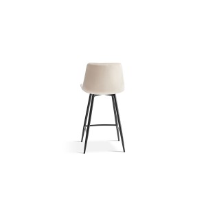 Chaise de comptoir 'Jute' Velours Beige, dimensions : H95 x L46 x P36 cm