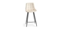 Chaise de comptoir 'Jute' Velours Beige, dimensions : H95 x L46 x P36 cm