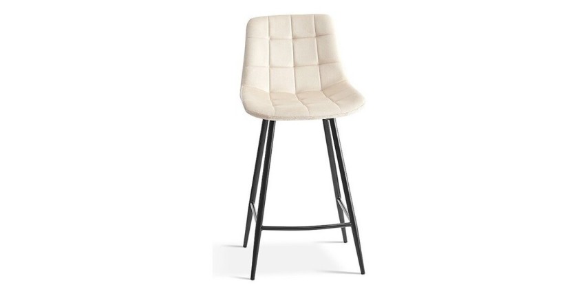Chaise de comptoir 'Jute' Velours Beige, dimensions : H95 x L46 x P36 cm