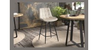 Chaise de comptoir 'Jute' Velours Beige, dimensions : H95 x L46 x P36 cm
