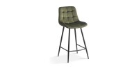 Chaise de comptoir 'Jute' Velours Vert, dimensions : H95 x L46 x P36 cm
