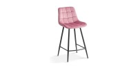 Chaise de comptoir 'Jute' Velours Rose, dimensions : H95 x L46 x P36 cm