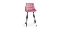 Chaise de comptoir 'Jute' Velours Rose, dimensions : H95 x L46 x P36 cm