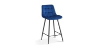 Chaise de comptoir 'Jute' Velours Bleu, dimensions : H95 x L46 x P36 cm