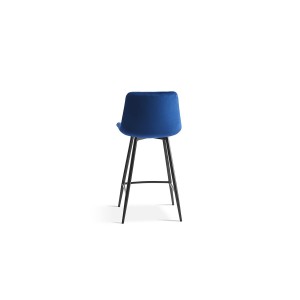 Chaise de comptoir 'Jute' Velours Bleu, dimensions : H95 x L46 x P36 cm